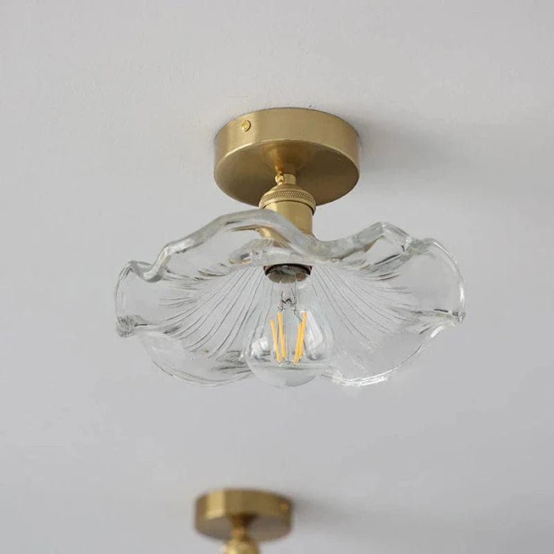Scandinavian Hibiscus Blomst Glas Loftslampe - LED Pære - Gennemsigtig - E27