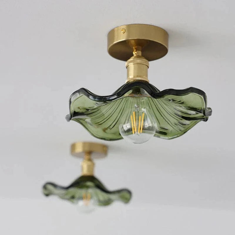 Scandinavian Hibiscus Blomst Glas Loftslampe - LED Pære - Gennemsigtig - E27