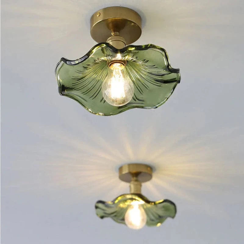 Scandinavian Hibiscus Blomst Glas Loftslampe - LED Pære - Gennemsigtig - E27