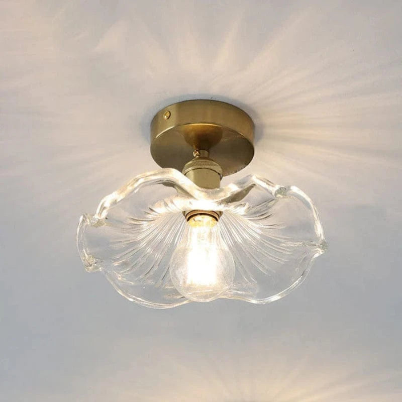 Scandinavian Hibiscus Blomst Glas Loftslampe - LED Pære - Gennemsigtig - E27