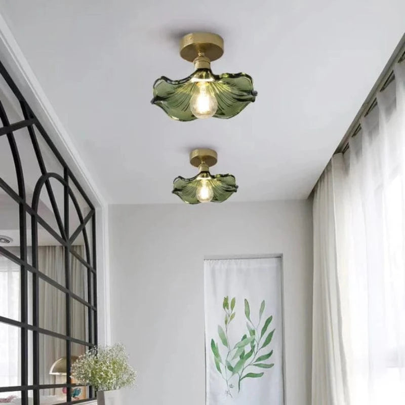 Scandinavian Hibiscus Blomst Glas Loftslampe - LED Pære - Gennemsigtig - E27