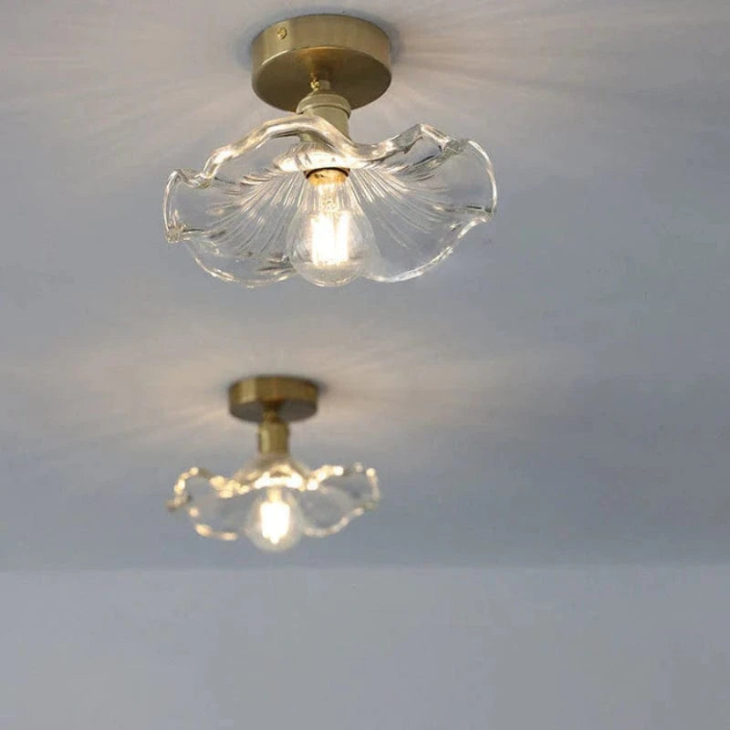 Scandinavian Hibiscus Blomst Glas Loftslampe - LED Pære - Gennemsigtig - E27