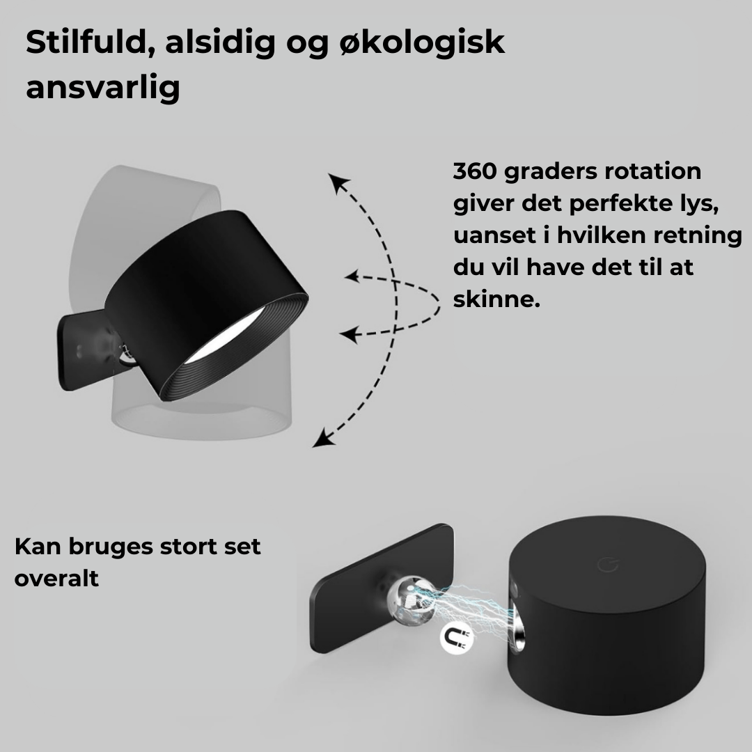 Trådløs 360° Væglampe - LED - Dæmpbar - Genopladelig - Belysning