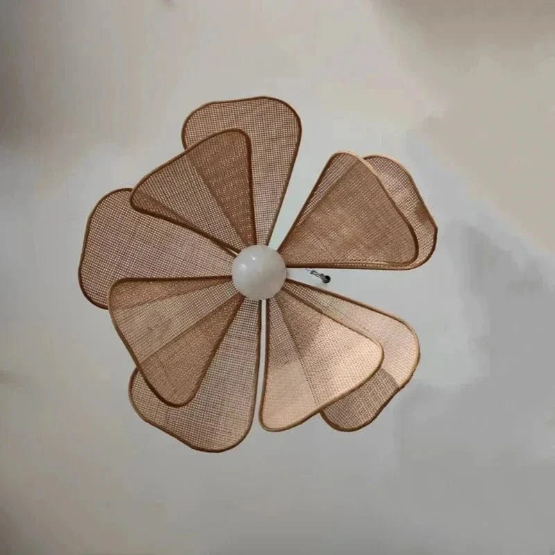 Vævet Blomst Pendel Lampe - Rattan - Wabi Sabi - Japandi Style