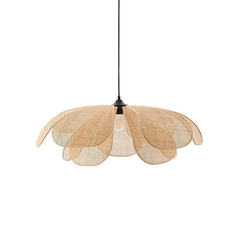 Vævet Blomst Pendel Lampe - Rattan - Wabi Sabi - Japandi Style