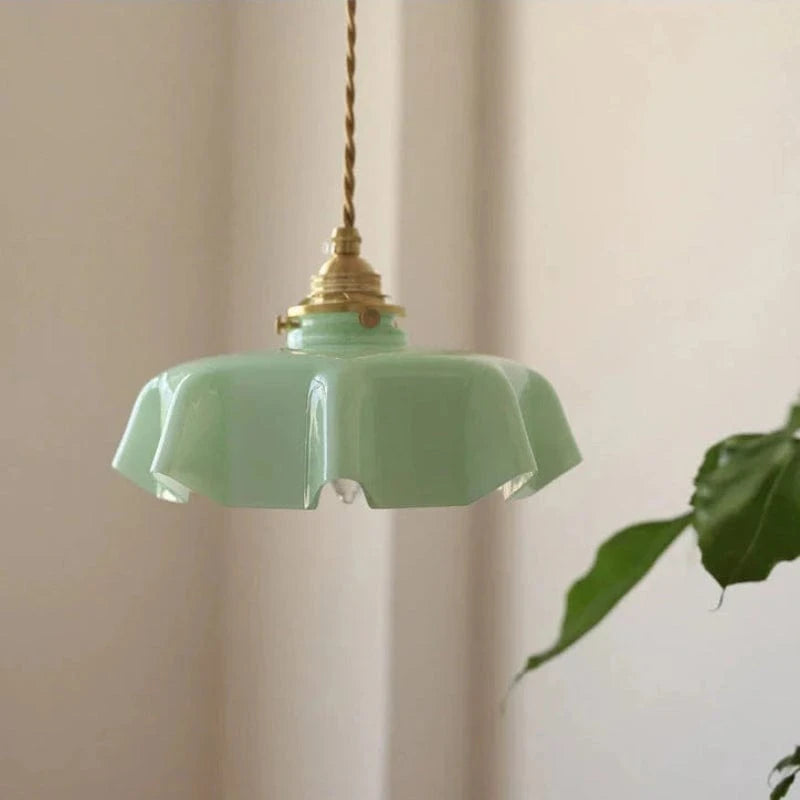 Vintage Fransk Glas Skygge Pendel Lampe - Boligindretning - Hængende