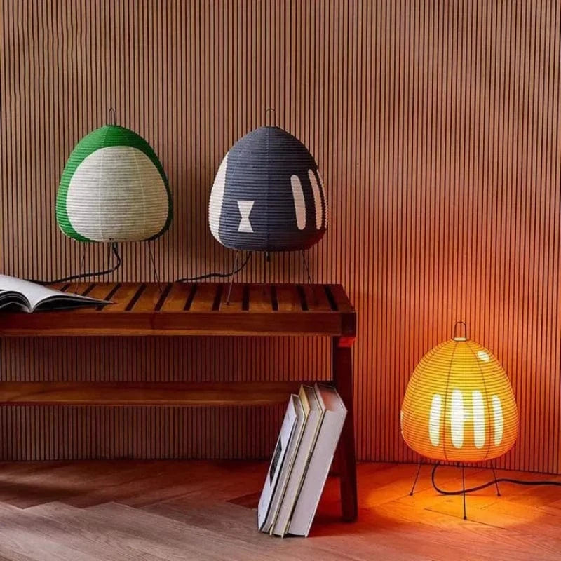Wabi Sabi Rispapir Farvet Lanterne - Bordlampe - Japandi - Akari Lampe