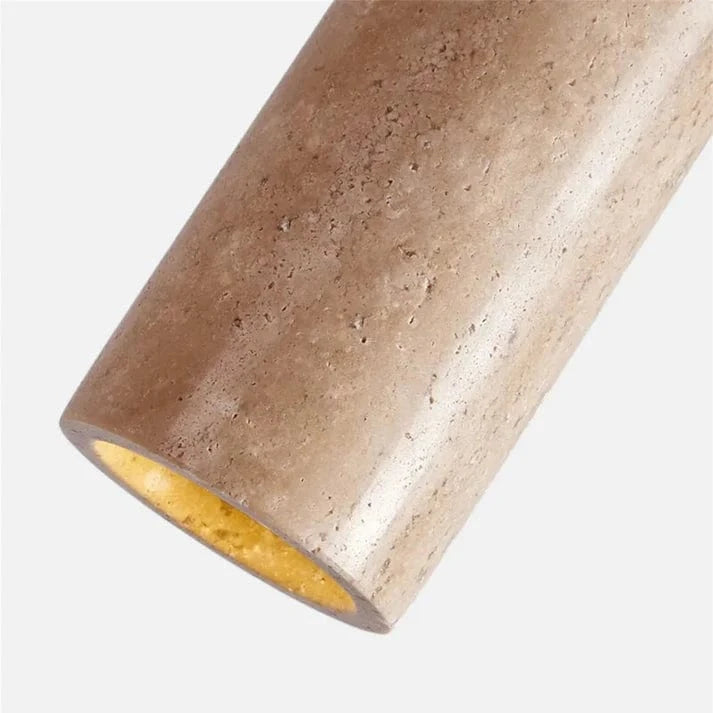 Wabi Sabi Træ Sten Rør Pendel Lampe - Travertine - Hængende - Sæt