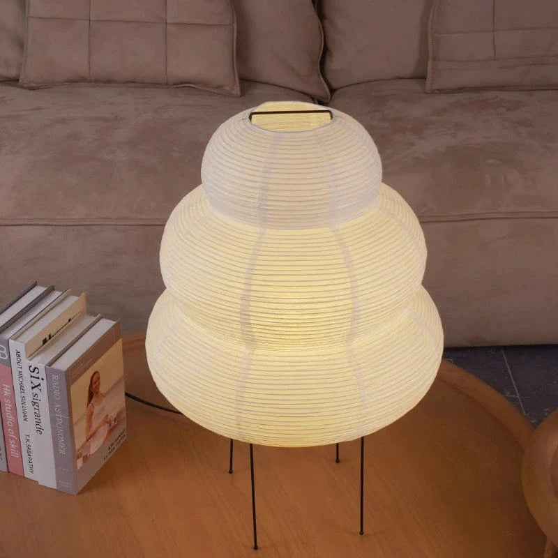 Akari 24N 3 Tiered Rispapir Bordlampe - Natlampe - Japandi - E27 Table Lamp Danmarkmode.dk