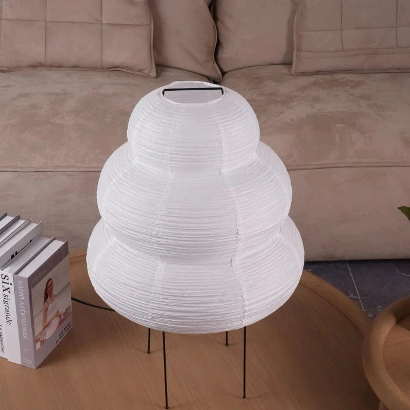 Akari 24N 3 Tiered Rispapir Bordlampe - Natlampe - Japandi - E27 Table Lamp Danmarkmode.dk