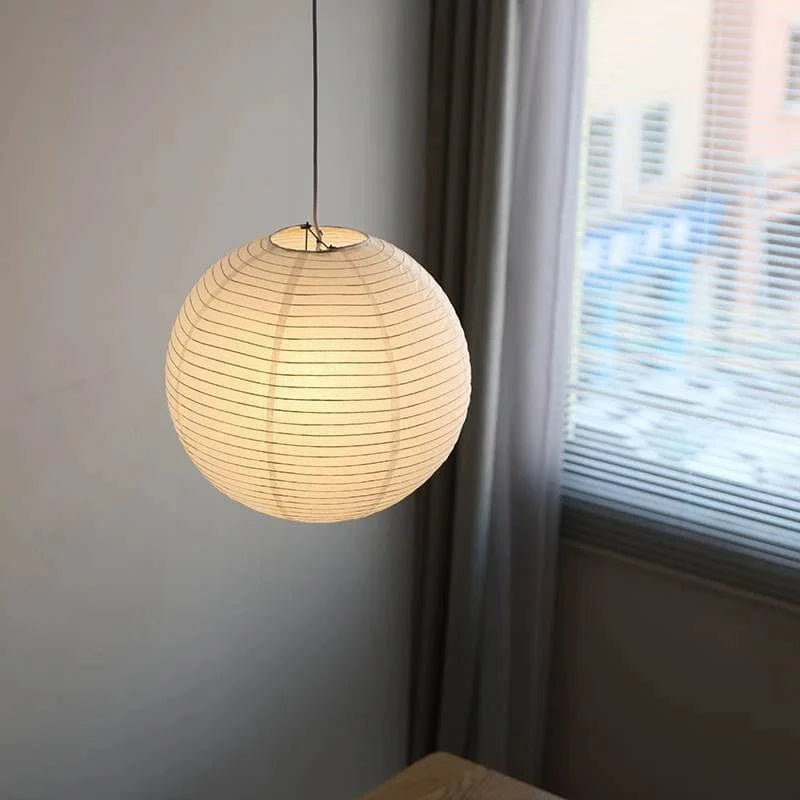 Akari Sfærisk Rispapirlampe - Pendellampe - Japandi Style - E27 LED Pære Ceiling Light Fixtures Danmarkmode.dk