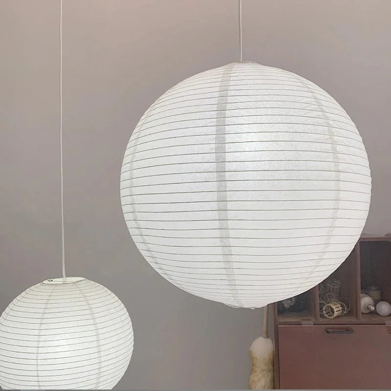 Akari Sfærisk Rispapirlampe - Pendellampe - Japandi Style - E27 LED Pære Ceiling Light Fixtures Danmarkmode.dk
