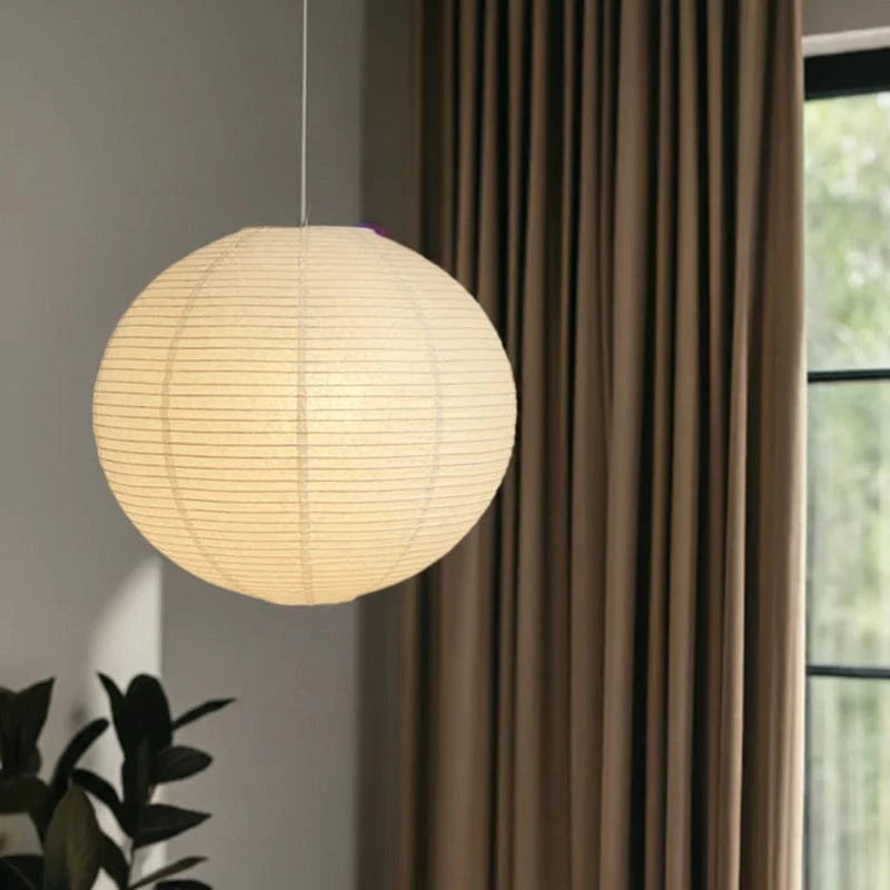 Akari Sfærisk Rispapirlampe - Pendellampe - Japandi Style - E27 LED Pære Ceiling Light Fixtures Danmarkmode.dk