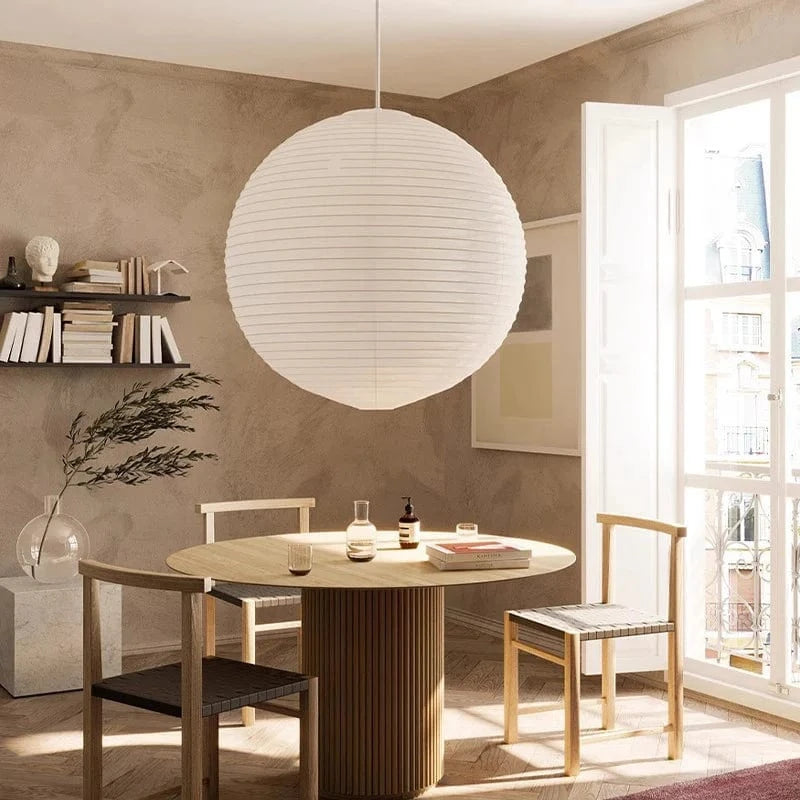 Akari Sfærisk Rispapirlampe - Pendellampe - Japandi Style - E27 LED Pære Ceiling Light Fixtures Danmarkmode.dk