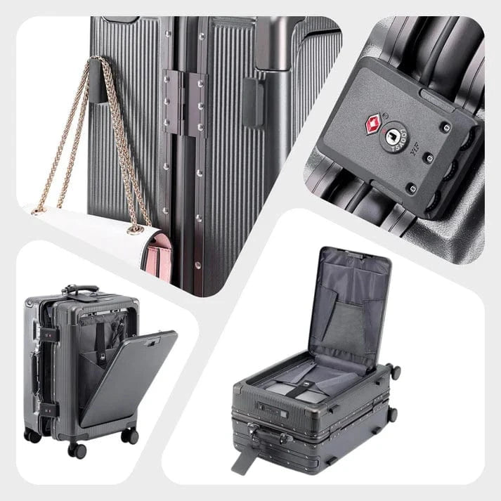 Aluminium Ramme Kabine Kuffert - Vandtæt - Kopholder - TSA Lock Suitcase Danmarkmode.dk