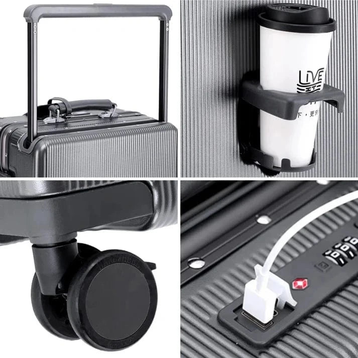Aluminium Ramme Kabine Kuffert - Vandtæt - Kopholder - TSA Lock Suitcase Danmarkmode.dk