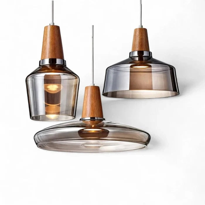 Antik Klart Glas Træ Lysekrone - Pendellampe - Moderne - Hængende Ceiling Light Fixtures Danmarkmode.dk