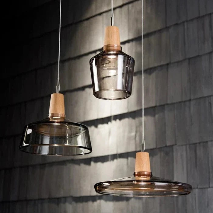 Antik Klart Glas Træ Lysekrone - Pendellampe - Moderne - Hængende Ceiling Light Fixtures Danmarkmode.dk