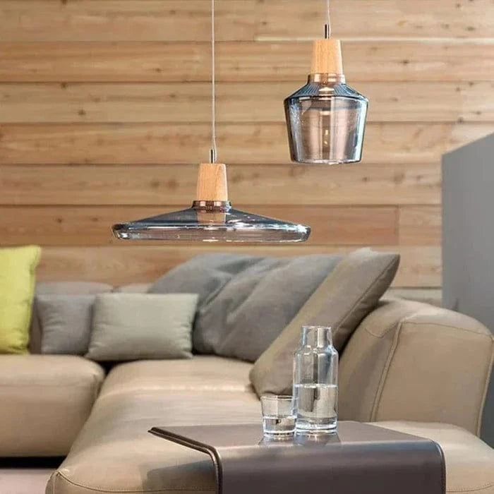 Antik Klart Glas Træ Lysekrone - Pendellampe - Moderne - Hængende Ceiling Light Fixtures Danmarkmode.dk