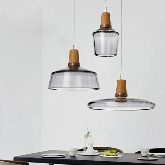 Antik Klart Glas Træ Lysekrone - Pendellampe - Moderne - Hængende Ceiling Light Fixtures Danmarkmode.dk