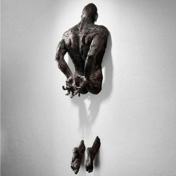 Antik Mand I Væggen 3D Skulptur - Vægskulptur - Abstrakt - Vægkunst Sculptures & Statues Danmarkmode.dk