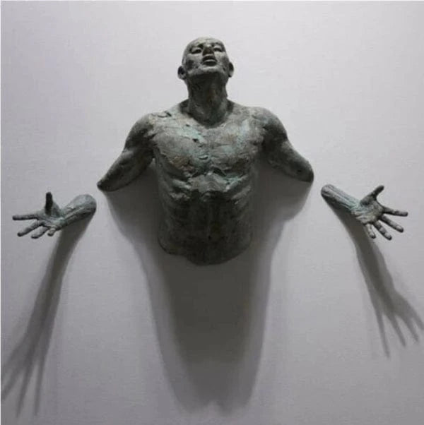 Antik Mand I Væggen 3D Skulptur - Vægskulptur - Abstrakt - Vægkunst Sculptures & Statues Danmarkmode.dk