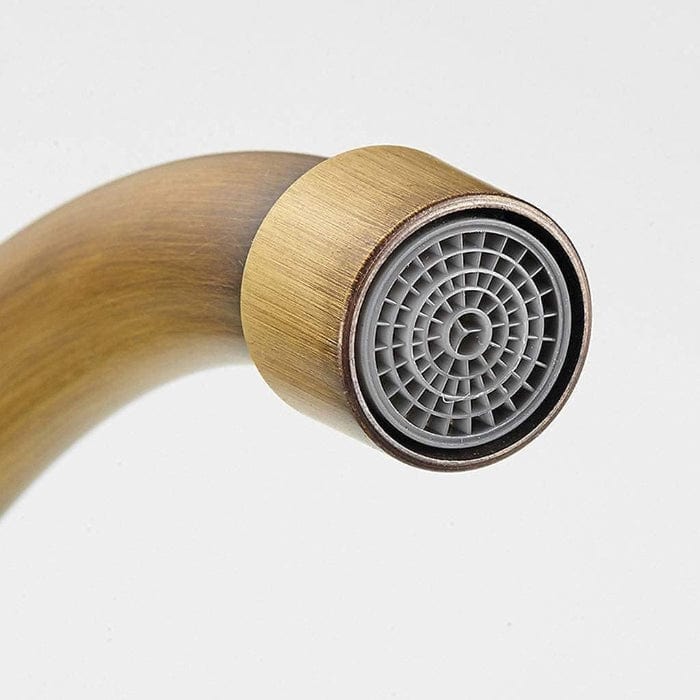 Antik Massiv Messing Køkkenarmatur - Blandingsbatteri - Svanehals Kitchen Sink Faucets Danmarkmode.dk