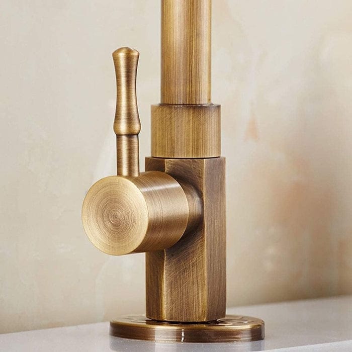 Antik Massiv Messing Køkkenarmatur - Blandingsbatteri - Svanehals Kitchen Sink Faucets Danmarkmode.dk