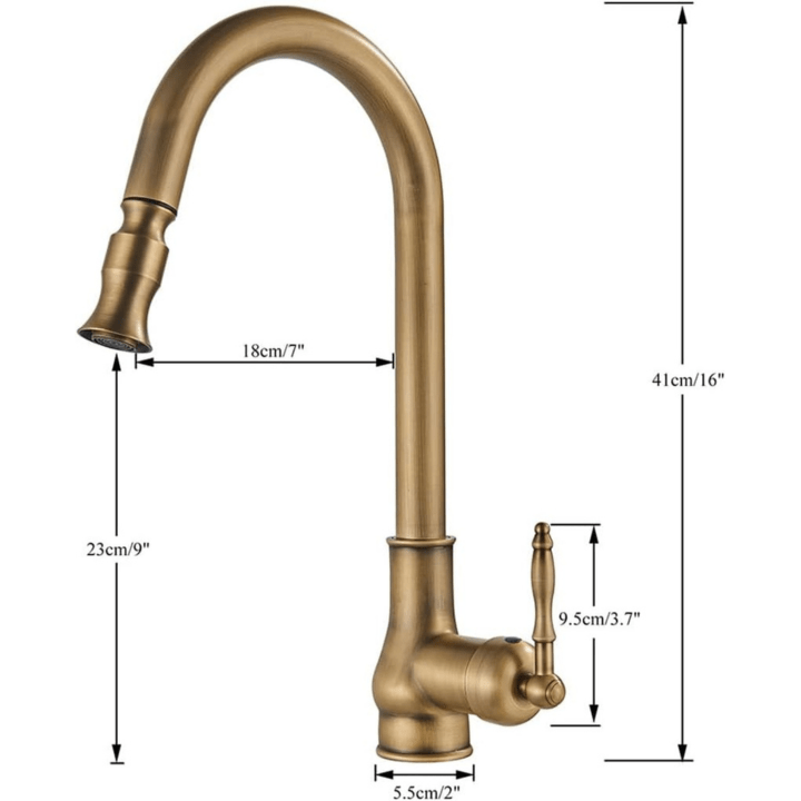 Antik Messing Køkkenarmatur - Blandingsbatteri Køkken - Swivel - Fleksibel Kitchen Sink Faucets Danmarkmode.dk