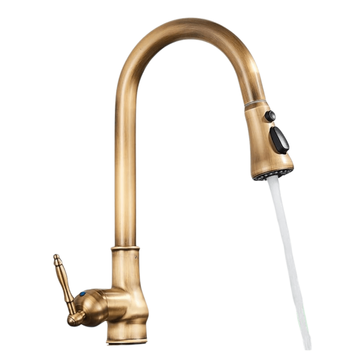 Antik Messing Køkkenarmatur - Blandingsbatteri Køkken - Swivel - Fleksibel Kitchen Sink Faucets Danmarkmode.dk