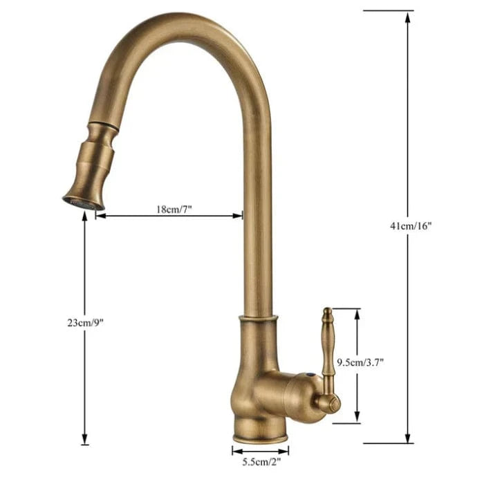 Antik Messing Køkkenarmatur - Industriel - Blandingsbatteri - 360 Grader Faucets Danmarkmode.dk