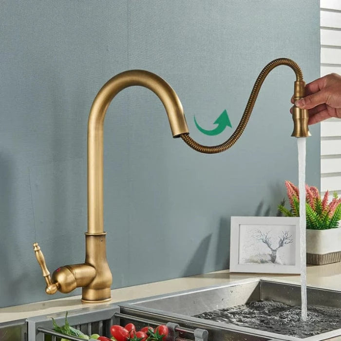 Antik Messing Køkkenarmatur - Industriel - Blandingsbatteri - 360 Grader Faucets Danmarkmode.dk