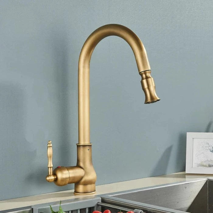 Antik Messing Køkkenarmatur - Industriel - Blandingsbatteri - 360 Grader Faucets Danmarkmode.dk