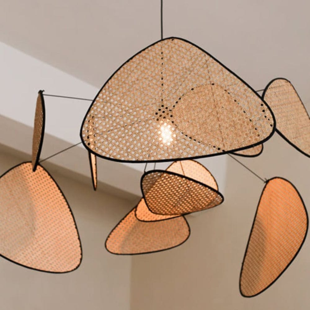 Art Deco Screen Cannage Pendellampe - Lysekrone - Rattan - Vintage Ceiling Light Fixtures Danmarkmode.dk