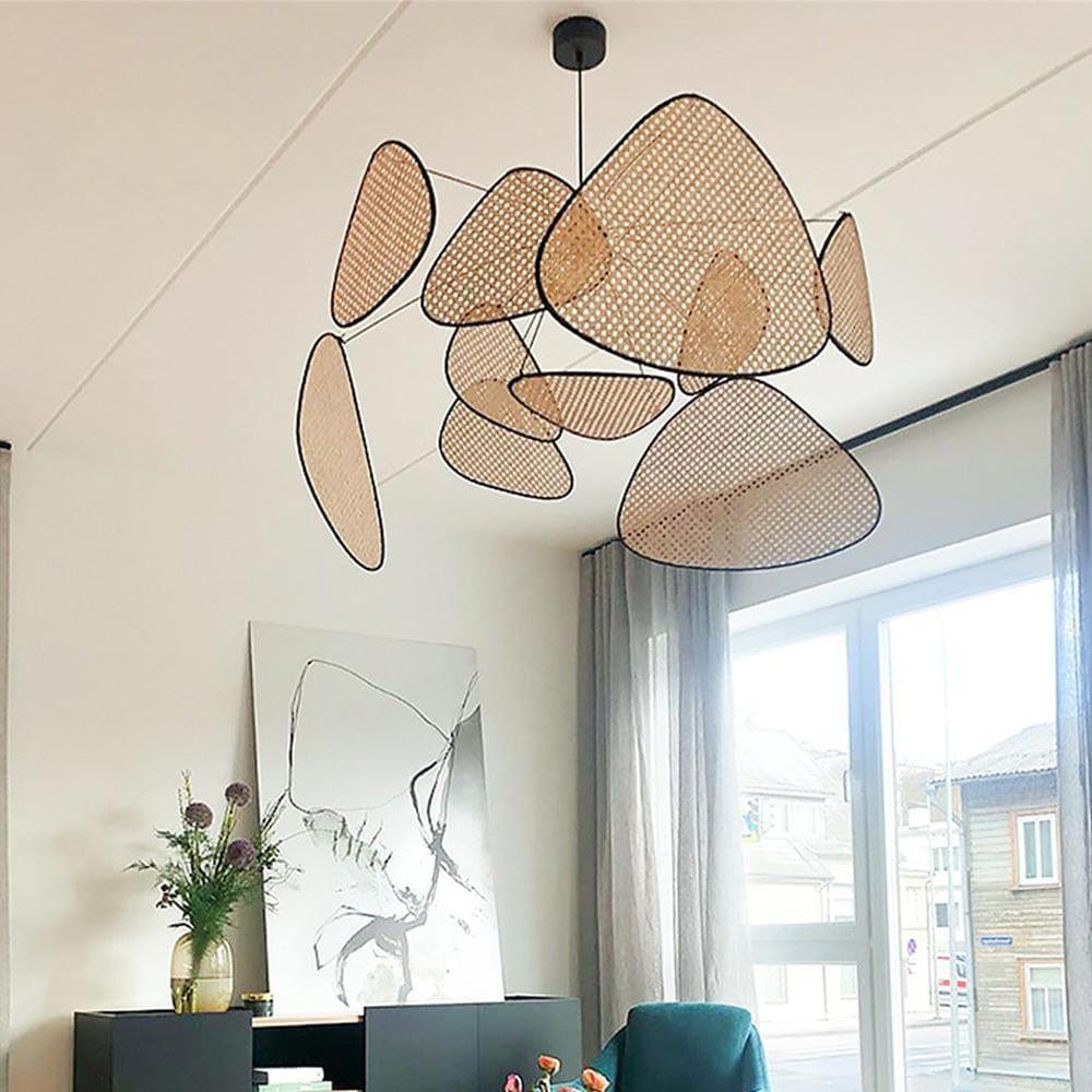 Art Deco Screen Cannage Pendellampe - Lysekrone - Rattan - Vintage Ceiling Light Fixtures Danmarkmode.dk