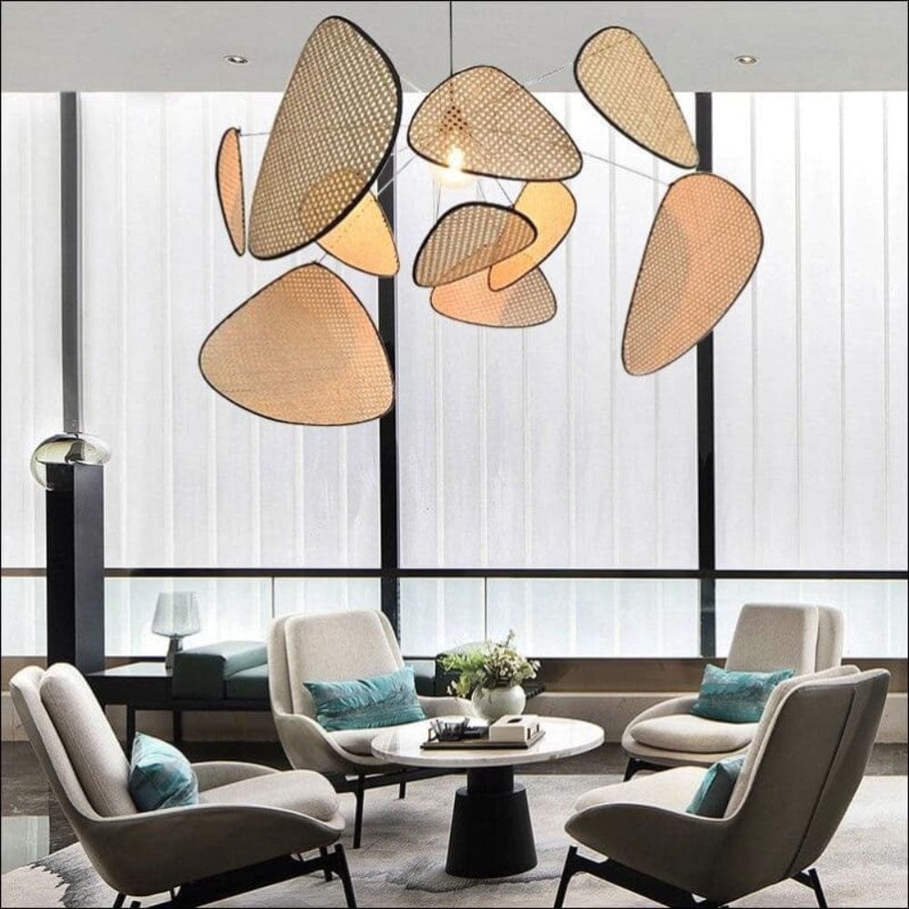 Art Deco Screen Cannage Pendellampe - Lysekrone - Rattan - Vintage Ceiling Light Fixtures Danmarkmode.dk