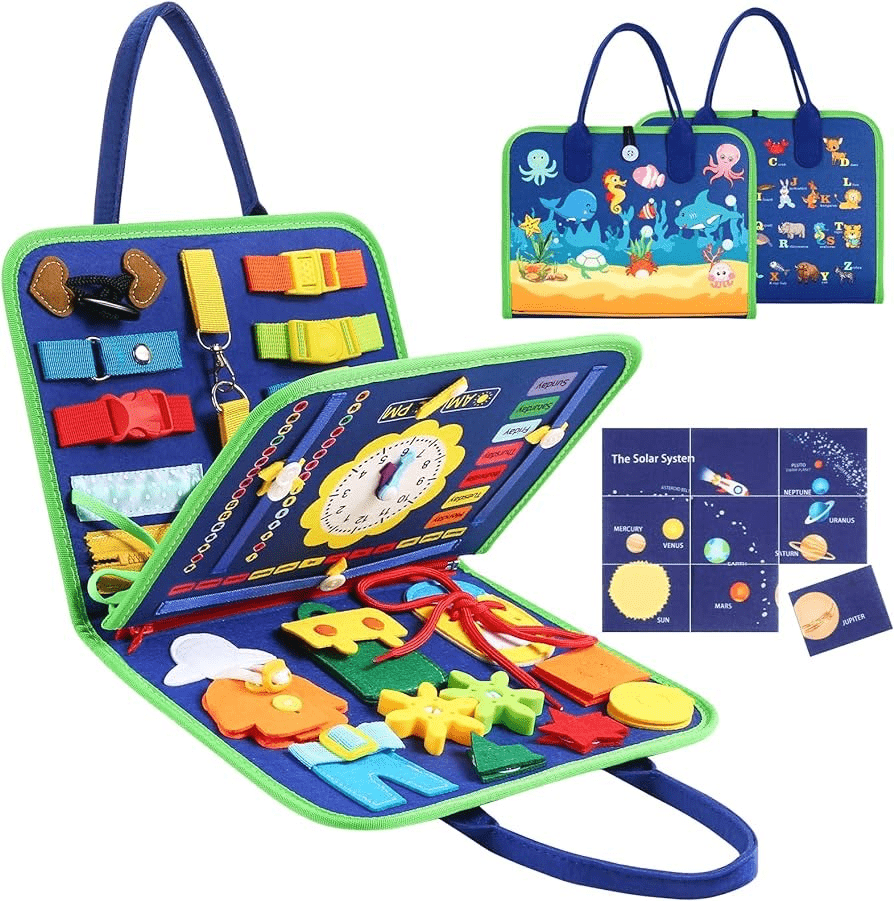 Beskæftiget Bræt Montessori Legetøj - Pædagogiske Aktiviteter - Legetøj til Børn - Toys - Sjove Aktiviteter - ABC - Former - Dyr Educational Toys Danmarkmode.dk