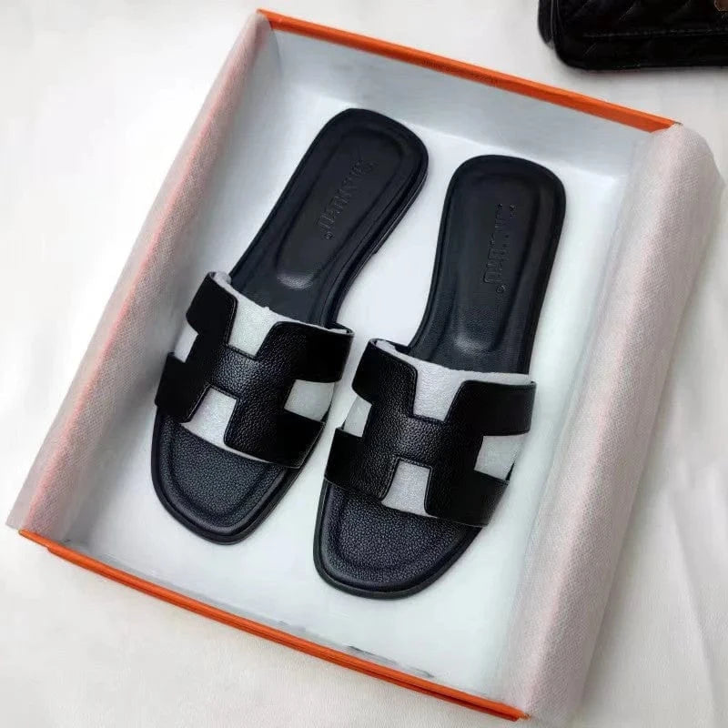 Brev H Flade Sandaler Dame - Læder - Slip on - Sommer Sandals Danmarkmode.dk