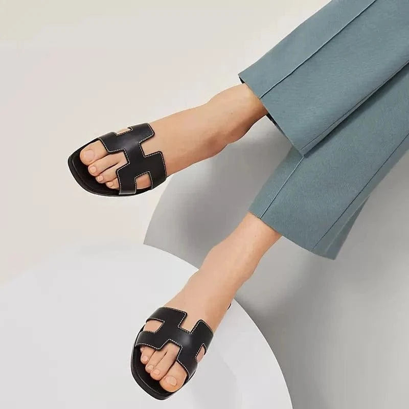 Brev H Flade Sandaler Dame - Læder - Slip on - Sommer Sandals Danmarkmode.dk