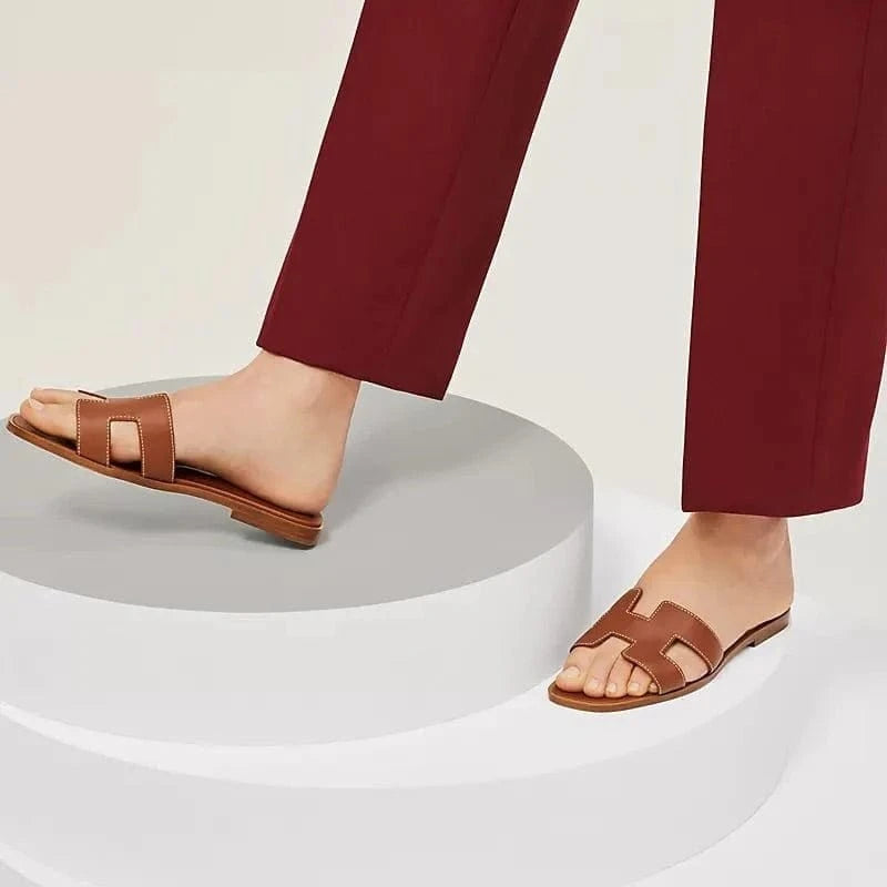 Brev H Flade Sandaler Dame - Læder - Slip on - Sommer Sandals Danmarkmode.dk