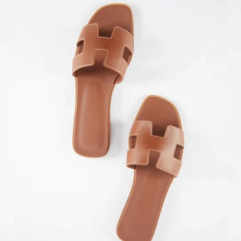 Brev H Flade Sandaler Dame - Læder - Slip on - Sommer Sandals Danmarkmode.dk