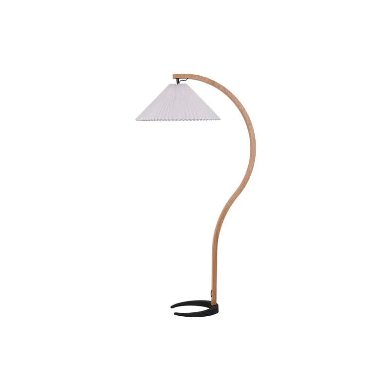 Caprani Buet Træbue Gulvlampe - Plisseret Lampeskærm - Linned - Metal Floor Lamps Danmarkmode.dk
