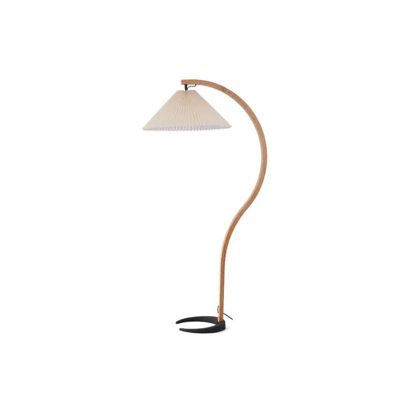 Caprani Buet Træbue Gulvlampe - Plisseret Lampeskærm - Linned - Metal Floor Lamps Danmarkmode.dk