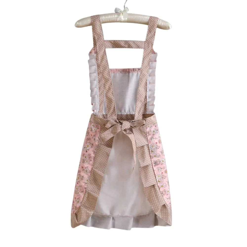Chic Boho Blomster Køkken Forklæde - Canvas - Flæser - Vandtæt Aprons Danmarkmode.dk