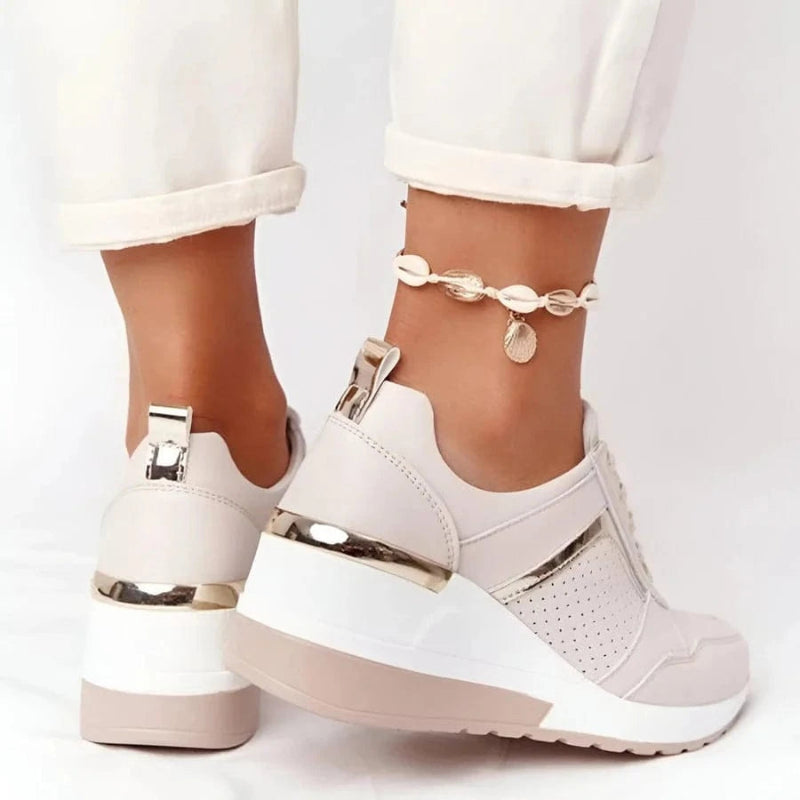 Chunky Stilfuld Ortopædiske Sko Dame - Lace-Up - Komfortabel - PU Læder Sneakers Danmarkmode.dk