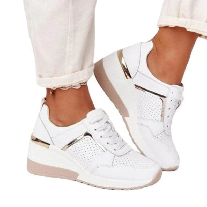 Chunky Stilfuld Ortopædiske Sko Dame - Lace-Up - Komfortabel - PU Læder Sneakers Danmarkmode.dk