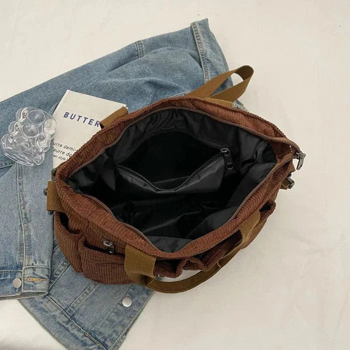 Corduroy Crossbody Taske Dame - Skuldertaske - Rejsetaske - Letvægt Shoulder Bags Danmarkmode.dk