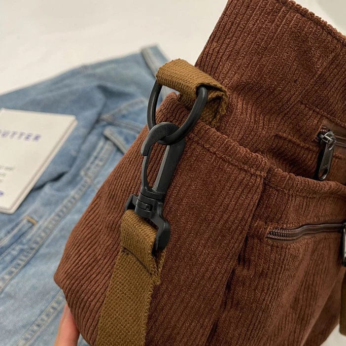 Corduroy Crossbody Taske Dame - Skuldertaske - Rejsetaske - Letvægt Shoulder Bags Danmarkmode.dk