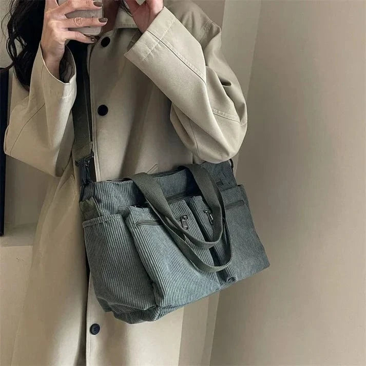 Corduroy Crossbody Taske Dame - Skuldertaske - Rejsetaske - Letvægt Shoulder Bags Danmarkmode.dk