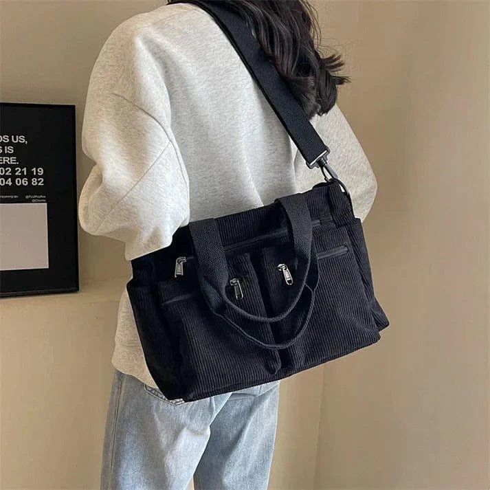 Corduroy Crossbody Taske Dame - Skuldertaske - Rejsetaske - Letvægt Shoulder Bags Danmarkmode.dk